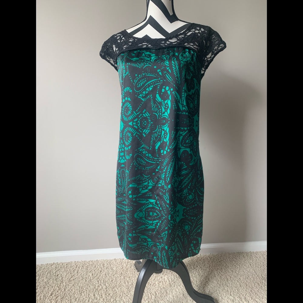 Express Black Lace Damask Dress